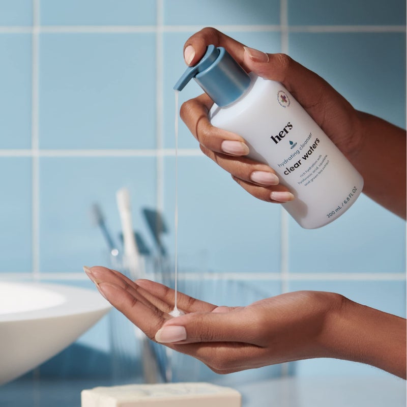 HIMS & HERS hers Clear Waters Hydrating Cleanser - Squalane Cleanser Face Wash Made for All Skin Types - Supports Skins Natural pH - Contains Hyaluronic Acid, Squalane, and Green Tea Extract - 6.8 fl Oz - Image 4