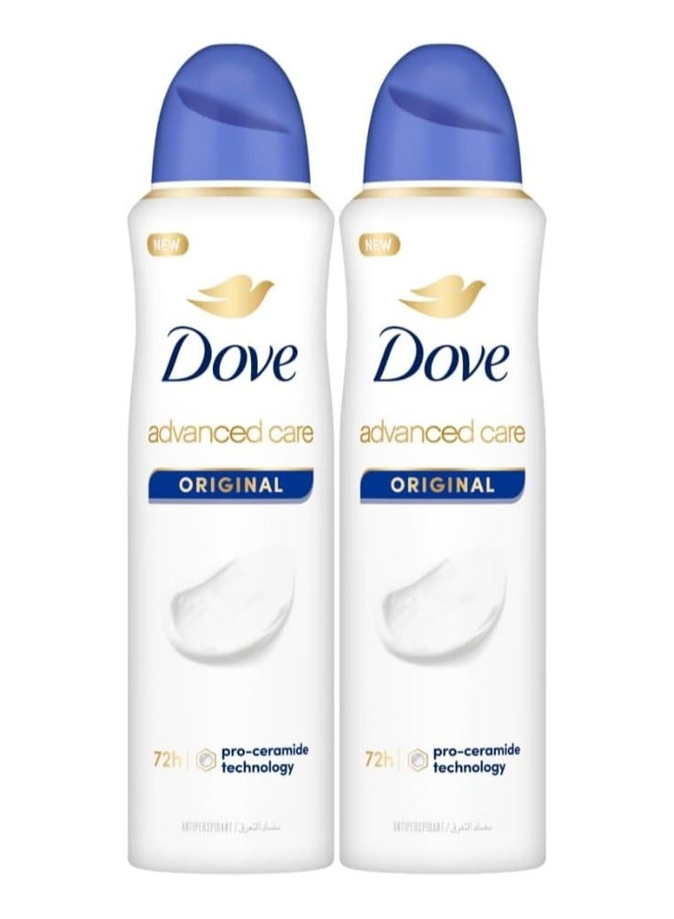 دوف أدفانسد كير، بخاخ مزيل للعرق، أصلي، حماية من العرق والرائحة لمدة 72 ساعة، ومرطب بتقنية برو سيراميد، 150 مل × 2
