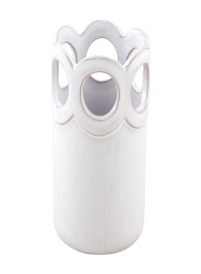 Mud Pie White Scalloped Bud Vase, Small, 4.5" x 2.75" - Image 1