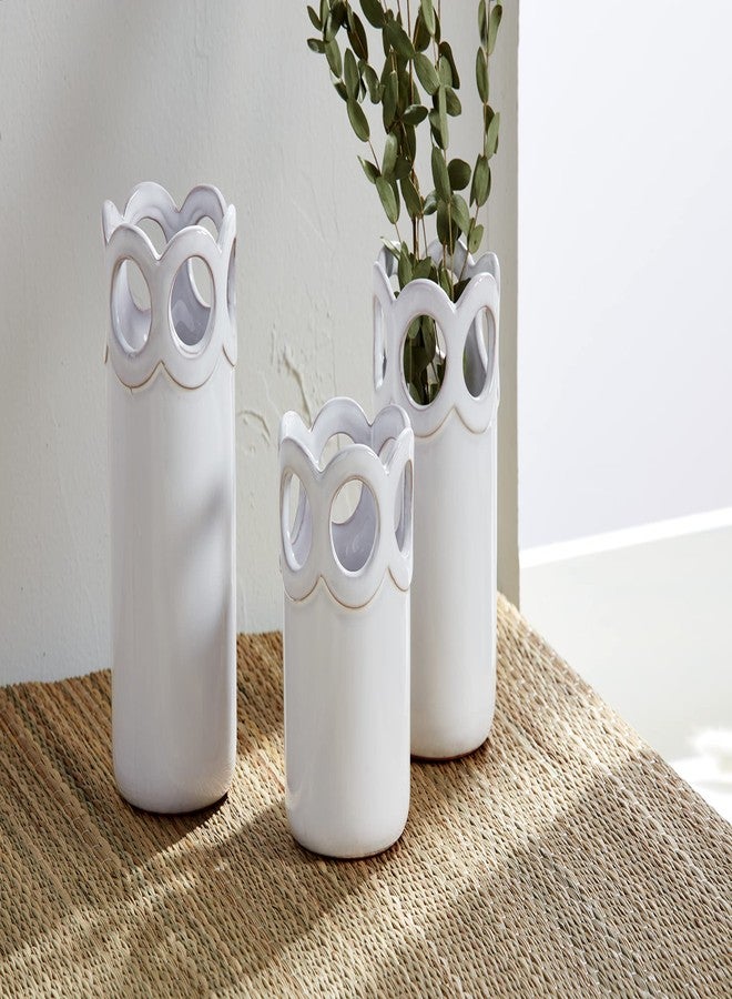 Mud Pie White Scalloped Bud Vase, Small, 4.5" x 2.75" - Image 2