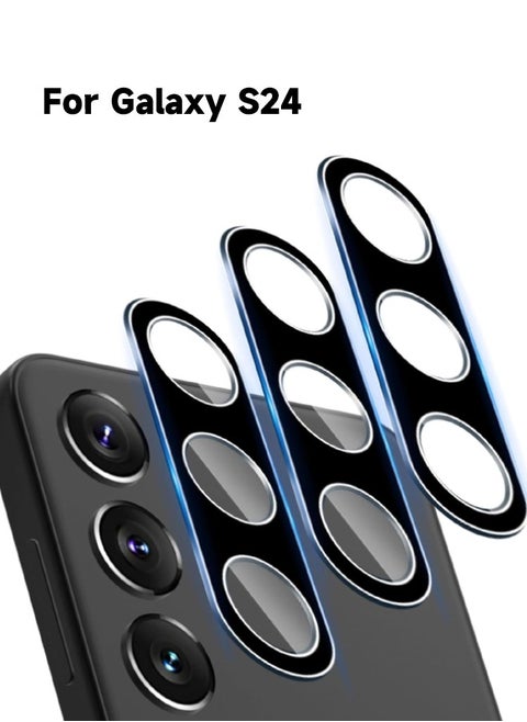 3-Packs Samsung Galaxy S24 Camera Lens Protector, Tempered Glass Camera Protector for Samsung S24, Ultra HD, 9H Hardness, Anti-Scratch, Easy Installation - Black