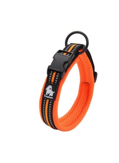 Creation Core Creation Core Reflective Mesh Padded Dog Collar Adjustable Nylon Outdoor Adventure Pet Collar, Orange S  - Image 1