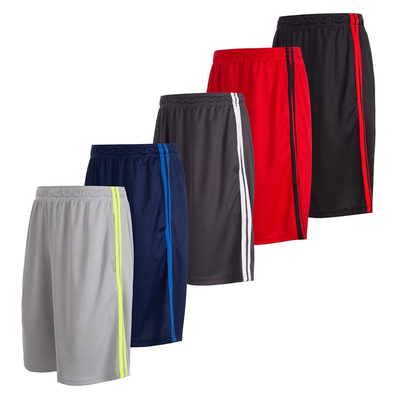Essential Elements 5 Pack: Men's Dry-Fit Sweat Resistant Active Athletic Performance Shorts - Image 1