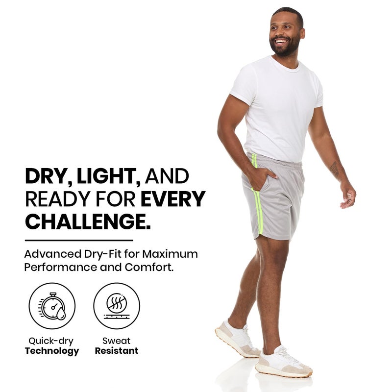 Essential Elements 5 Pack: Men's Dry-Fit Sweat Resistant Active Athletic Performance Shorts - Image 4