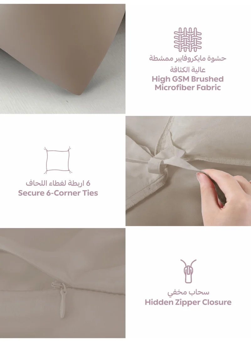 Donetella QUEEN (150x200 cm) Solid Duvet Cover Set, Fits 150 × 200 cm Bed, Queen Size 4-Piece Set, With Digitally Printed Pillow Shams, Brushed Microfiber Without Duvet Filler.  | Best Price UAE