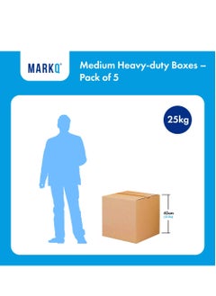 MARKQ [5 Pack] Medium Double Wall 100% Recyclable Corrugated Cardboard Moving Boxes with 25 KG Capacity, 45 x 45 x 45 cm Brown Carton for Packaging, Shipping and Storage, 5 ply  - Image 5