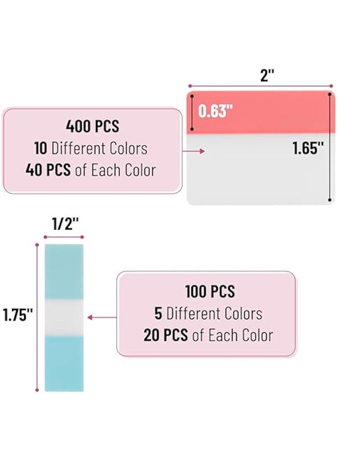 Sticky Index Tabs, 500 Pcs, 21 Sets, Colorful Sticky Tabs for Notebooks,  Markers,  Tabs for Binders,  Tabs Sticky Tabs for Books, Notebook Tabs, Book Sticky Tabs for Notebooks - Image 4