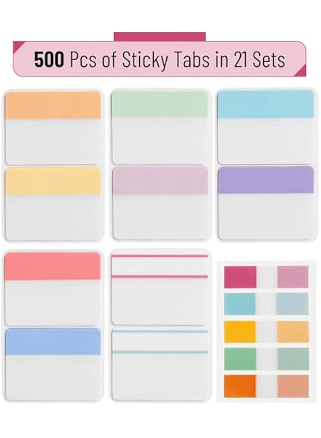 Sticky Index Tabs, 500 Pcs, 21 Sets, Colorful Sticky Tabs for Notebooks,  Markers,  Tabs for Binders,  Tabs Sticky Tabs for Books, Notebook Tabs, Book Sticky Tabs for Notebooks - Image 3