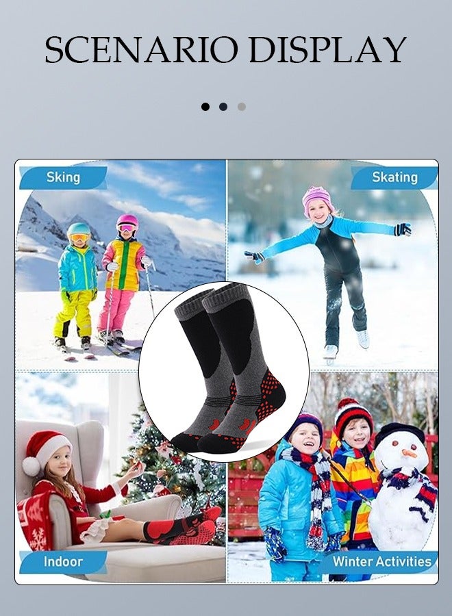 2 Pairs Kids Ski Socks, Girls Boys High Funny Ski Socks for Child,Thermal Warm Novelty Socks for Skiing Snowboard Trekking Hiking - Image 4