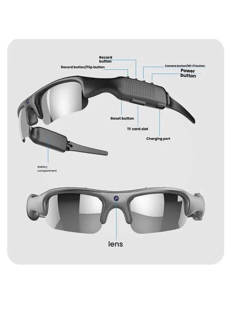 general 1080P HD Glasses-Style Action Camera for Cycling - Wi-Fi Smartphone Connectivity, 128GB Storage, Audio/Video Recording All-in-One, Head-Mounted Portable Camera - Image 5