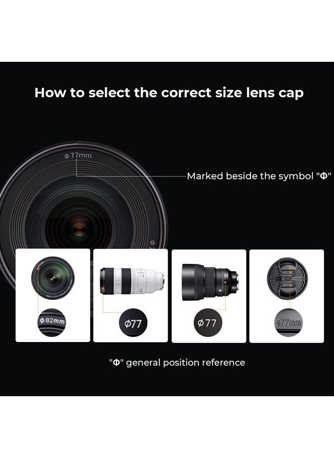 K&F Concept 72mm Lens Cap, 9-in-1 Center Pinch Lens Cover + Anti-Loss Keeper Leash + Microfiber Cleaning Cloth Kits Compatible with Nikon, Canon, Sony, Fujifilm Camera Lenses  - Image 2