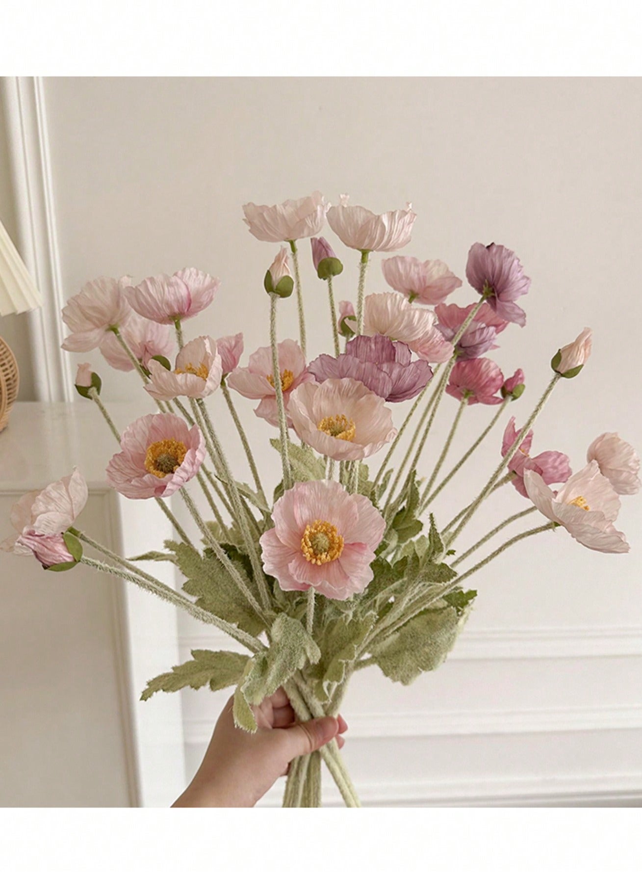 Artificial Light Pink Flowers – 8-Stem Realistic Silk Flowers with Bendable Stems for DIY Vase Arrangements, Weddings, Table Centerpieces, and All-Season Home Decor | Elegant Soft Pink Floral Decoration for Mother's Day, Thanksgiving, Easter, Graduation, and Events | Textured Petals, Lifelike Design, No Maintenance Required