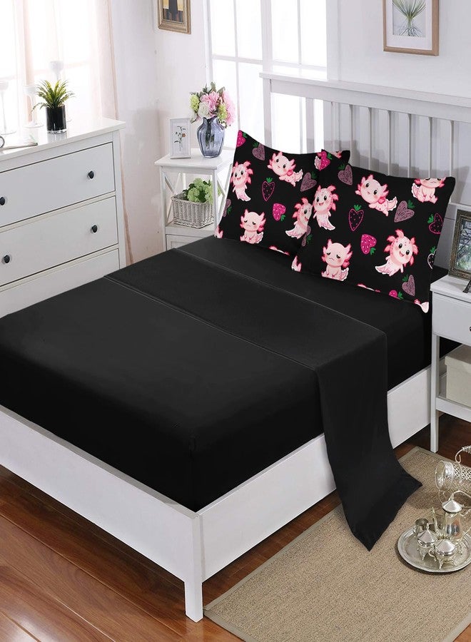UEVBF Cute Axolotl Comforter Set,Bed in a Bag Queen Size 7 Pieces,Marine Life Themed Bed Set for Kids Girls Toddler,7Pcs Bedding Set with Comforter,Fitted Sheet,Flat Sheet,Pillowcases. - Image 5