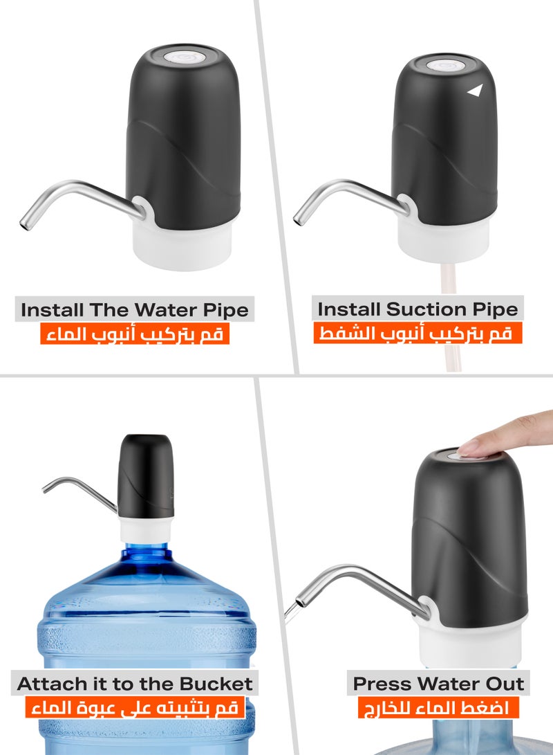 LAWAZIM Water Pump -64x130mm- Compact and Portable Mini Water Pump with Plastic Shell and Stainless Steel Outlet Pipe - for Drinking Water Transfer, Home Use, Travel and Trips, and Outside Activities - Image 4