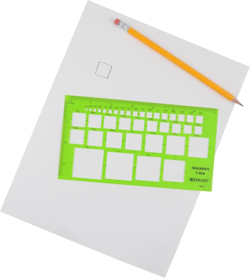 Westcott T828 Technical Squares Drawing and Drafting Template Plastic Template Tool Green - Image 3