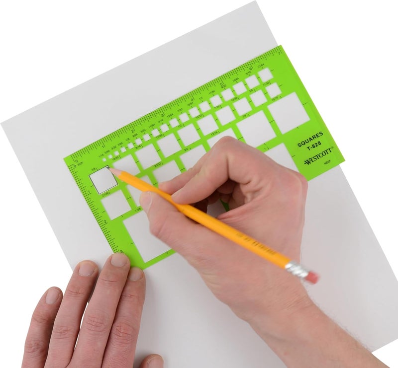 Westcott T828 Technical Squares Drawing and Drafting Template Plastic Template Tool Green - Image 4