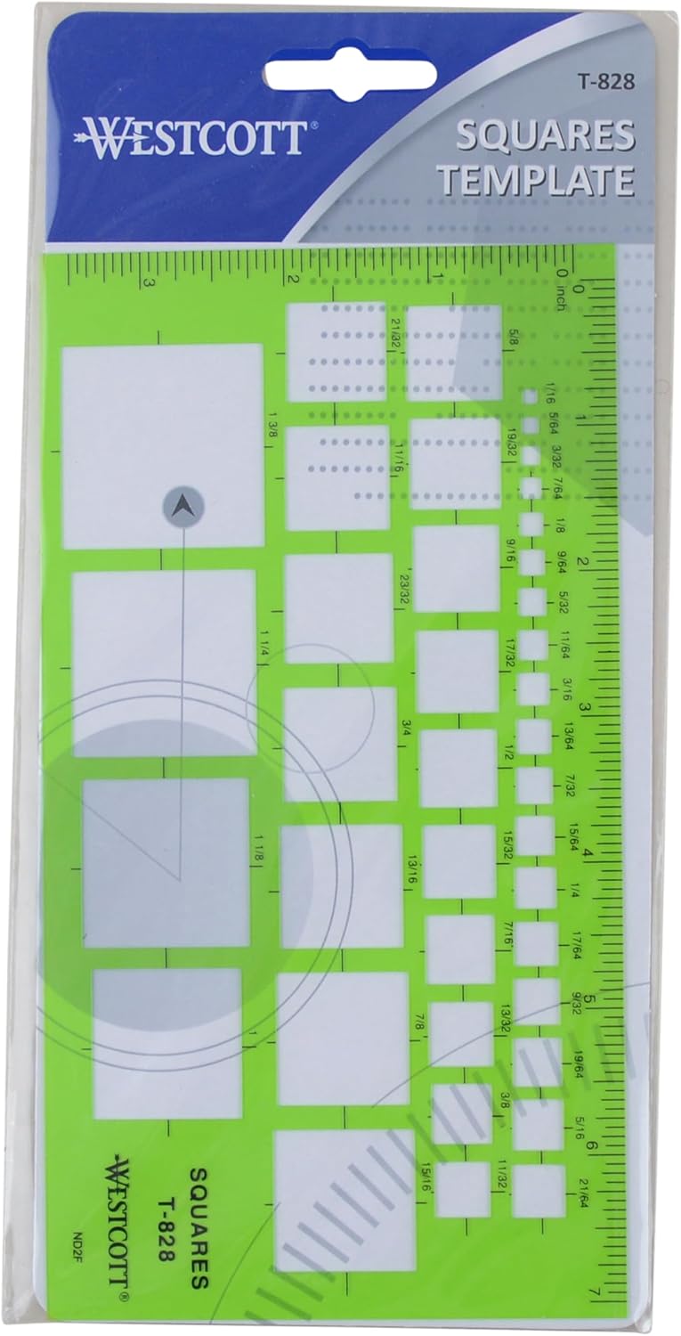 Westcott T828 Technical Squares Drawing and Drafting Template Plastic Template Tool Green - Image 2