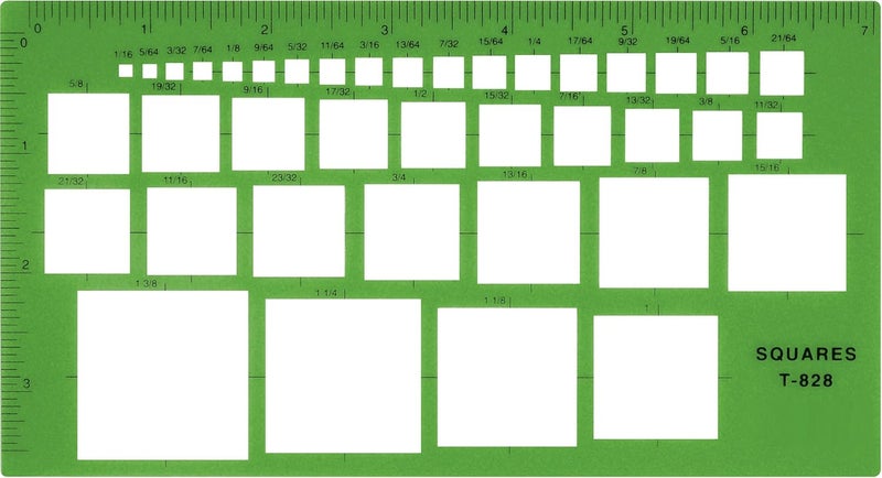 Westcott T828 Technical Squares Drawing and Drafting Template Plastic Template Tool Green - Image 1