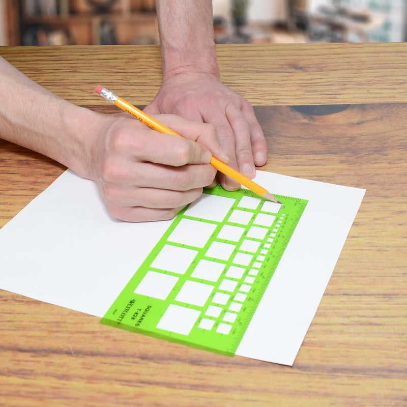 Westcott T828 Technical Squares Drawing and Drafting Template Plastic Template Tool Green - Image 5