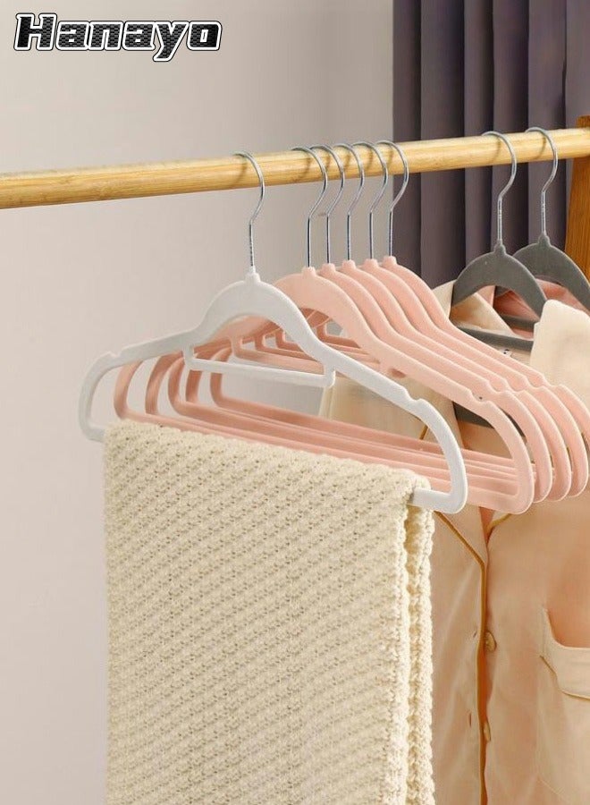 Hanayo 50 Pcs Clothes Hanger Set Non-Slip Velvet Cloth Hanger Space Saving Hangers for Coats Jackets Pants Dresses(Beige)  - Image 1