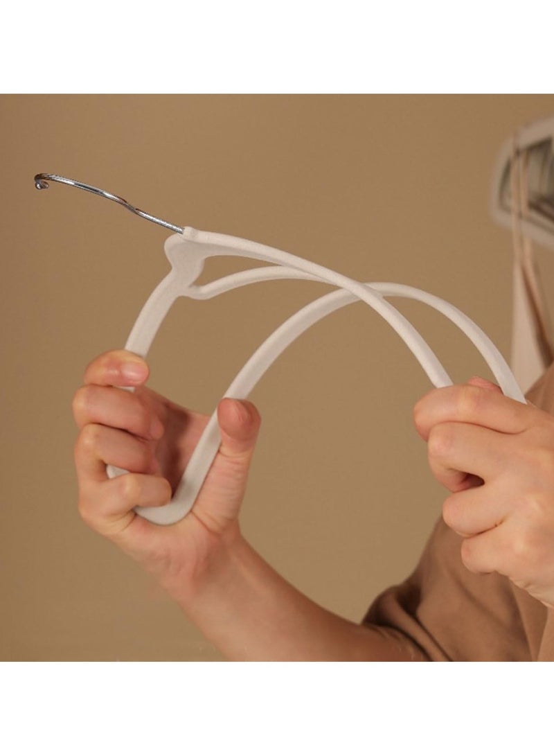 Hanayo 50 Pcs Clothes Hanger Set Non-Slip Velvet Cloth Hanger Space Saving Hangers for Coats Jackets Pants Dresses(Beige)  - Image 5