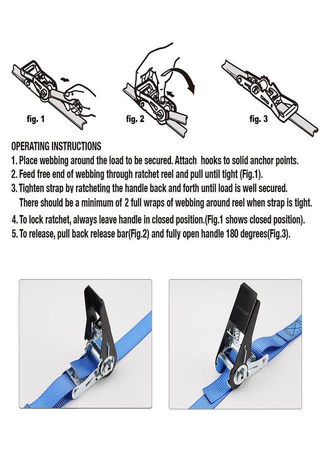 XSTRAP STANDARD Ratchet Tie Down Straps 8PK 1'' x 10 ft - 900 LB Break Strength Cargo Straps for Moving Appliances, Lawn Equipment, Motorcycle (Blue) - Image 3