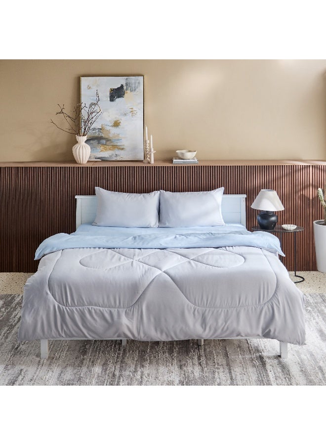 Home Box Derby 3-Piece Reversible Microfiber King Comforter Set - 220x240 cm  - Image 4
