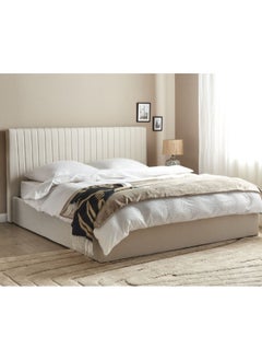 Bed and Mattress Home Dream Drape Upholstered Queen Size ( 160 X 200 ) Dark Beige Color Bed  - Image 1