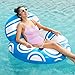 Sloosh Inflatable Pool Floats Lounger Pool Floaties Blow Up Air Sofa Floating Chair with Big Backrest Heavy Duty River Tubes Summer Lake Beach Water Float Raft Floaty for Adults Blue White - Image 3