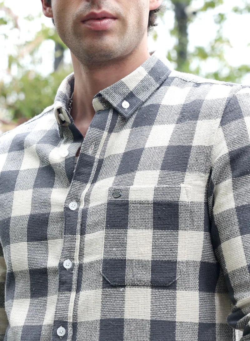 CAHOOT  Men's Navy Blue Button-Down Buffalo Shirt for Men | Best Price UAE