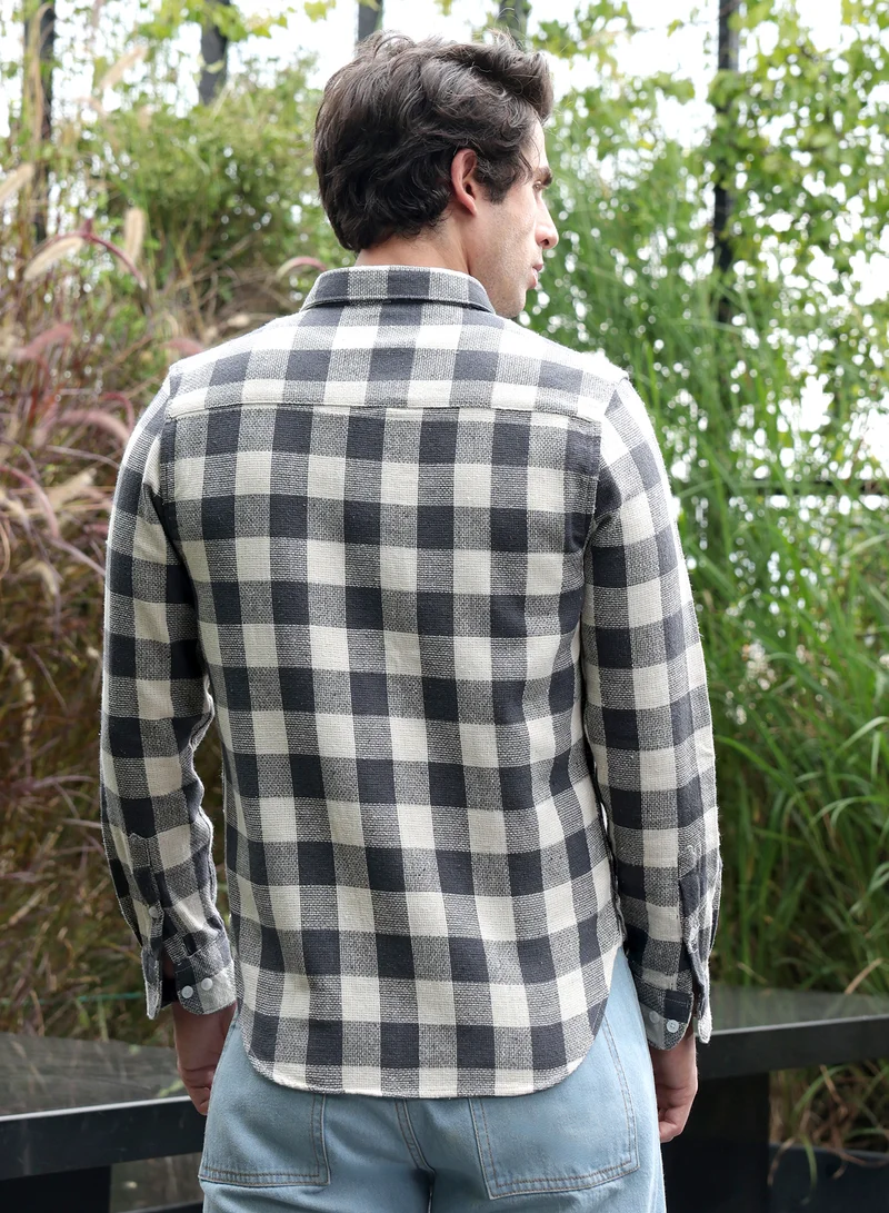 CAHOOT  Men's Navy Blue Button-Down Buffalo Shirt for Men | Best Price UAE