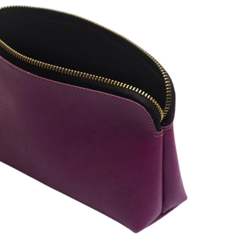 The Messy Corner Personalized Zipper Pouch for Women  Customized Travel Vanity Toiletry Bag  Makeup Pouch  PU Leather with Name Tag  Charm  Travel Pouch Magenta - Image 2