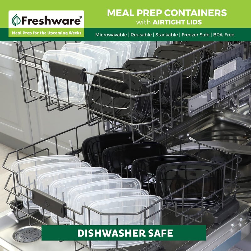 Freshware Meal Prep Containers [50 Pack] 1 Compartment Food Storage Containers with Lids, Bento Box, BPA Free, Stackable, Microwave/Dishwasher/Freezer Safe (16 oz) - Image 4