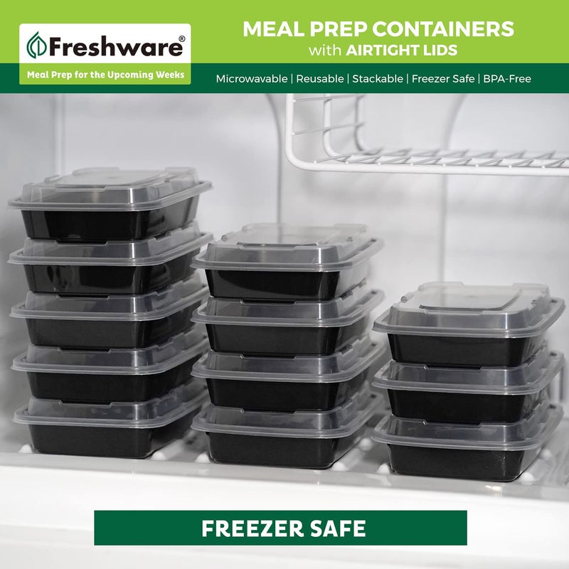 Freshware Meal Prep Containers [50 Pack] 1 Compartment Food Storage Containers with Lids, Bento Box, BPA Free, Stackable, Microwave/Dishwasher/Freezer Safe (16 oz) - Image 5