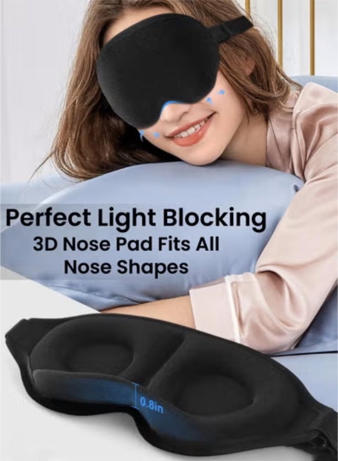 قناع نوم مريح ثلاثي الأبعاد للسفر قابل للتنفس وقابل للتعديل مثالي للمنزل والمكتب والسفر مصنوع من القطن فائق النعومة للحصول على ظلام عميق وراحة فائقة قناع نوم معتم بنسبة 100% يحجب الضوء من أجل نوم أعمق - Image 4