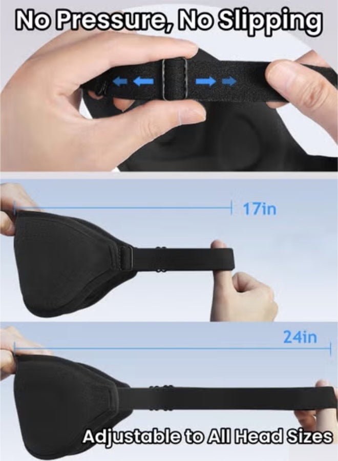 قناع نوم مريح ثلاثي الأبعاد للسفر قابل للتنفس وقابل للتعديل مثالي للمنزل والمكتب والسفر مصنوع من القطن فائق النعومة للحصول على ظلام عميق وراحة فائقة قناع نوم معتم بنسبة 100% يحجب الضوء من أجل نوم أعمق - Image 5