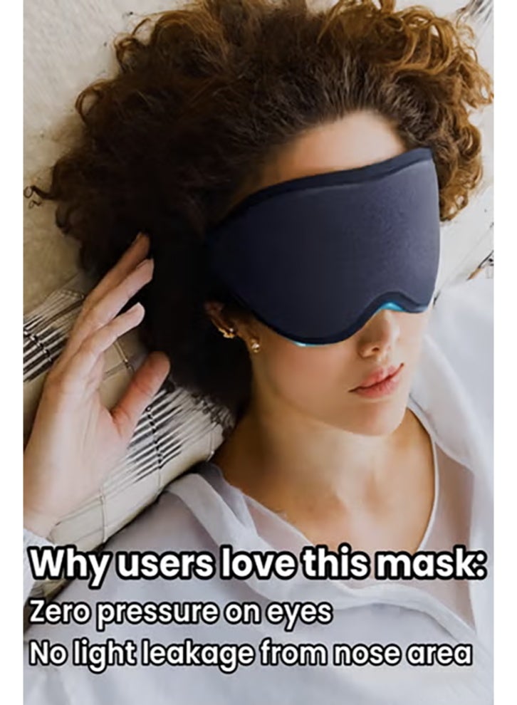 قناع نوم مريح ثلاثي الأبعاد للسفر قابل للتنفس وقابل للتعديل مثالي للمنزل والمكتب والسفر مصنوع من القطن فائق النعومة للحصول على ظلام عميق وراحة فائقة قناع نوم معتم بنسبة 100% يحجب الضوء من أجل نوم أعمق - Image 1