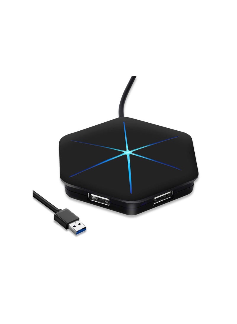 كابتن تيك USB Hub, 6-Port USB 2.0 Hub USB Extension Cable Blue LEDs Extra USB Ports, Safety Circuit Fit for Laptop Computer Desktop, PC, PS4, DELL, HP, Mac, Lenovo, Supports Various Different Interfaces - Image 1