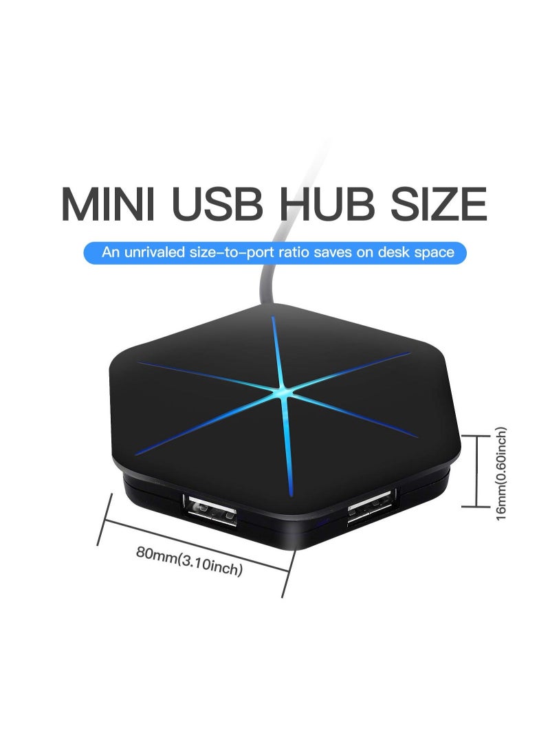 كابتن تيك USB Hub, 6-Port USB 2.0 Hub USB Extension Cable Blue LEDs Extra USB Ports, Safety Circuit Fit for Laptop Computer Desktop, PC, PS4, DELL, HP, Mac, Lenovo, Supports Various Different Interfaces - Image 5