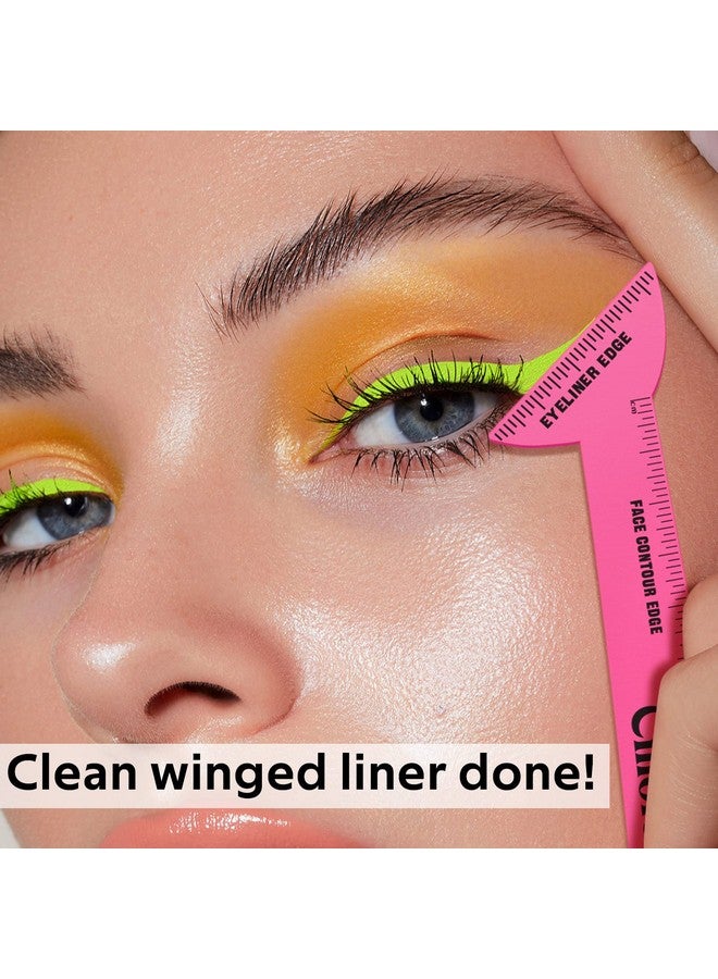 Cilrofelr 4 In1 Eyeliner Stencils For Hooded Eyes, Reusable Eyeliner Stencils Tool For Beginners, Multi-Purpose Makeup Tool For Winged Eyeliner, Defined Eyebrow, Face Contour And Lip Line - Pink - Image 1