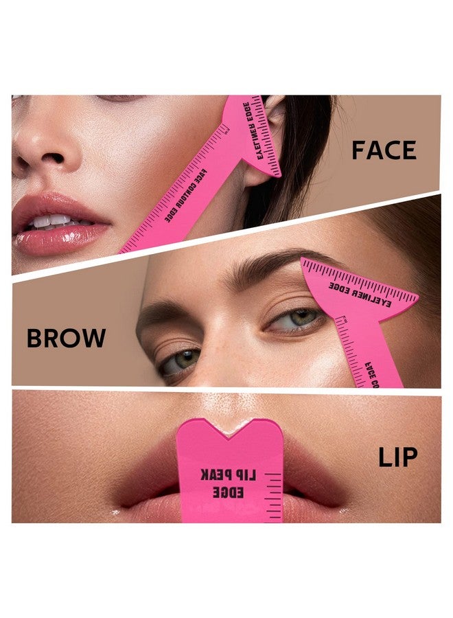 Cilrofelr 4 In1 Eyeliner Stencils For Hooded Eyes, Reusable Eyeliner Stencils Tool For Beginners, Multi-Purpose Makeup Tool For Winged Eyeliner, Defined Eyebrow, Face Contour And Lip Line - Pink - Image 3