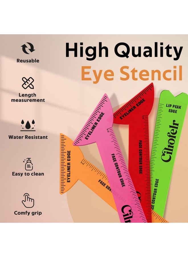 Cilrofelr 4 In1 Eyeliner Stencils For Hooded Eyes, Reusable Eyeliner Stencils Tool For Beginners, Multi-Purpose Makeup Tool For Winged Eyeliner, Defined Eyebrow, Face Contour And Lip Line - Pink - Image 2