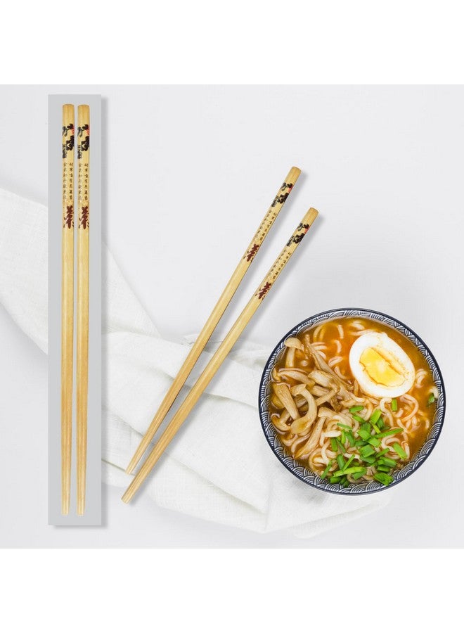 RIANZ Set of 5 Pairs Designer Natural Wooden Round Bamboo Reusable Chopsticks, Size 23 Cm (Design 3) - Image 2