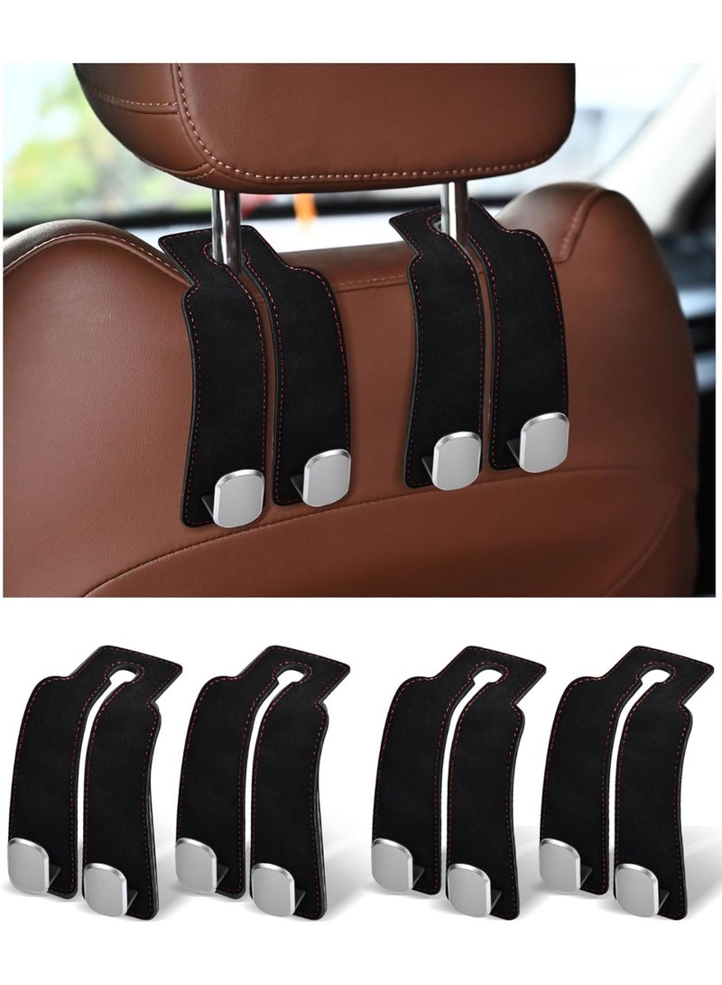 Chabeia 4pcs Black,Leather Car Back Seat Organizer Hooks, Headrest Hooks ,Car Hand Bag Hooks, Toy Organizer Hooks,Car Seat Back Storage Hook, Car Purse Hook, Car Seat Hooks for Headrest,Purses ,Bags - Image 1