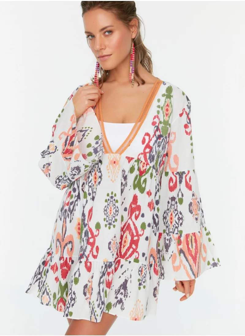 trendyol Ruffle Detail Printed Dress