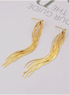 General 925 Silver Post Hypoallergenic/14K Alloy Triangle Tassel Pendant Earrings  - Image 1