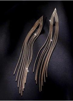 General 925 Silver Post Hypoallergenic/14K Alloy Triangle Tassel Pendant Earrings  - Image 2