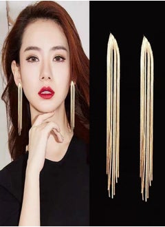General 925 Silver Post Hypoallergenic/14K Alloy Triangle Tassel Pendant Earrings  - Image 5
