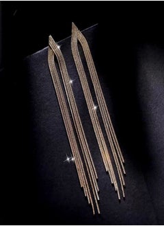 General 925 Silver Post Hypoallergenic/14K Alloy Triangle Tassel Pendant Earrings  - Image 3