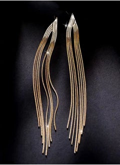 General 925 Silver Post Hypoallergenic/14K Alloy Triangle Tassel Pendant Earrings  - Image 4